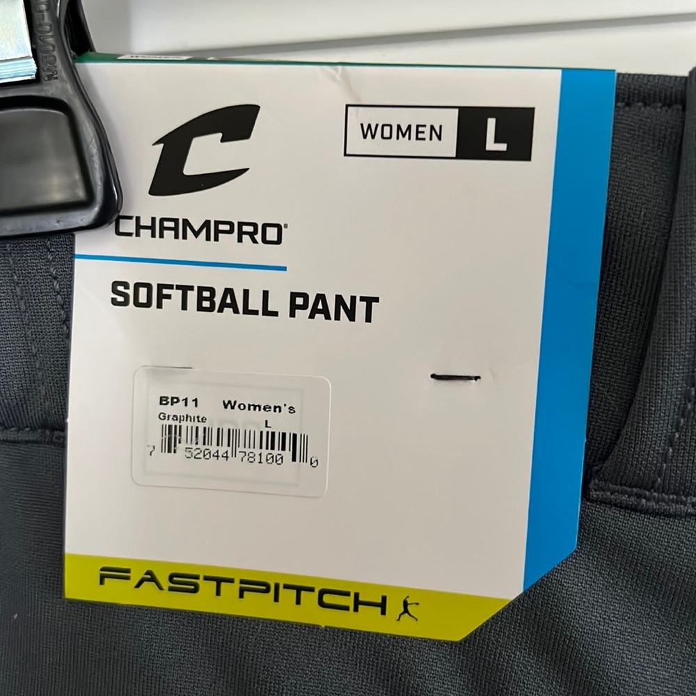 NWT CHAMPRO Womens Large Fast Pitch Softball Pants Gray
